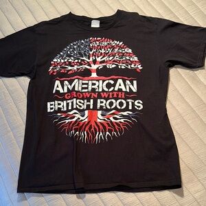 American Grown with British Roots Black T-Shirt